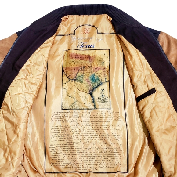 Bradford Exchange History of Texas Mens Varsity Twill Jacket Brown Size Medium - Picture 4 of 11